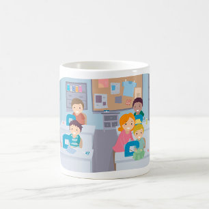 Kinder naaiklasse plezier knutselen en leren koffiemok