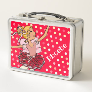 Kinder naam ballerina blond meisje rood roze lunch