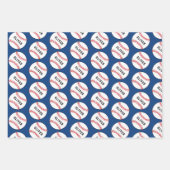Kinder naam Baseball Ball Blue Pattern Inpakpapier Vel (Voorkant 3)