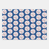 Kinder naam Baseball Ball Blue Pattern Inpakpapier Vel (Voorkant 2)