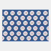 Kinder naam Baseball Ball Blue Pattern Inpakpapier Vel (Voorkant)