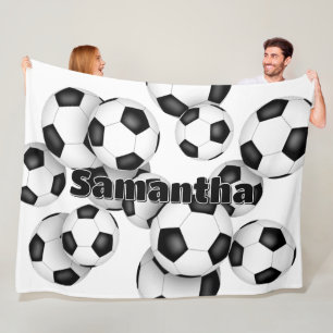 kinder naam Cluster van voetballen Atletische Deco Fleece Deken