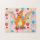Kinder naam Dinosaur Puzzle Learning Activity Legpuzzel (Horizontaal)