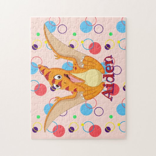 Kinder naam Dinosaur Puzzle Learning Activity Legpuzzel (Verticaal)