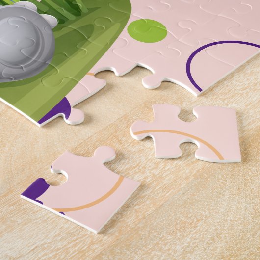 Kinder naam Elephant Puzzle Learning Activity Legpuzzel (Zijkant)