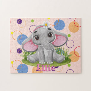 Kinder naam Elephant Puzzle Learning Activity Legpuzzel