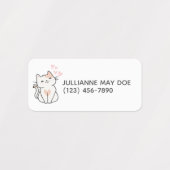 Kinder naam en telefoonnummer Cute Cat Label (Design 2)