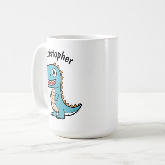 Kinder naam Funny Dinosaur Koffiemok (Voorkant links)