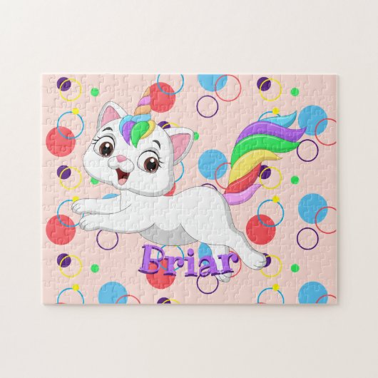 Kinder naam Happy Kittycorn Puzzle-leeractiviteit Legpuzzel (Horizontaal)