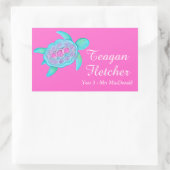 Kinder naam ID schildpad harten roze stickers (Tas)