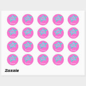 Kinder naam ID schildpad harten roze stickers x4 o (Vel)