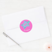 Kinder naam ID schildpad harten roze stickers x4 o (Envelop)