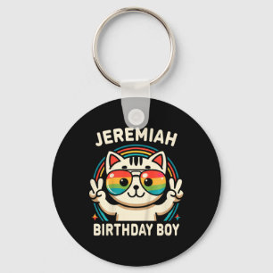 Kinder naam Jeremiah Birthday Boy Cat Sleutelhanger
