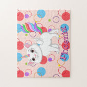 Kinder naam Kat Unicorn Puzzle Learning Activity Legpuzzel (Verticaal)