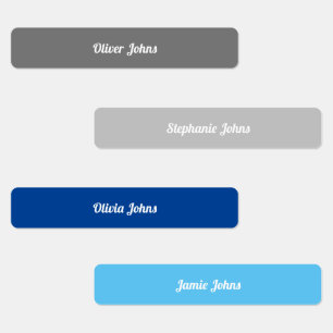 Kinder naam label school grijs blauw kleur code co