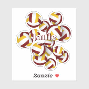 kinder naam Maroon Gold Team kleuren volleyballen Sticker