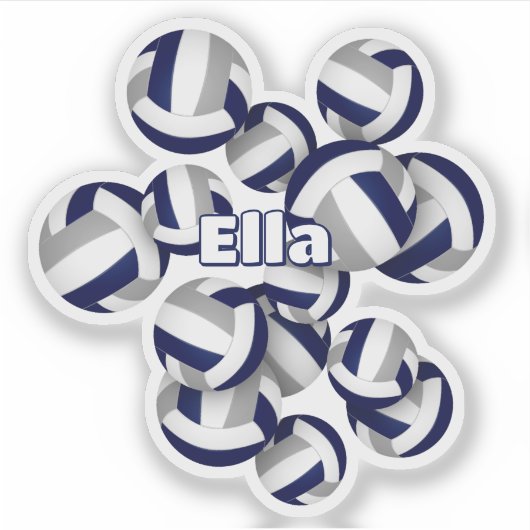 kinder naam Navy blauw grijs team kleuren volleyba Sticker (Voorkant)