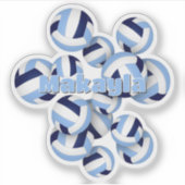 kinder naam Navy en LT Blue Volleyballs Sticker (Voorkant)