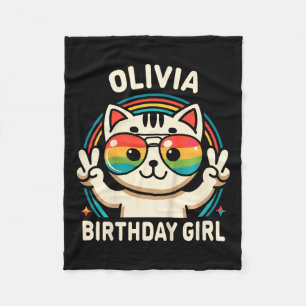 Kinder naam Olivia Verjaardag Meisje Cat Fleece Deken