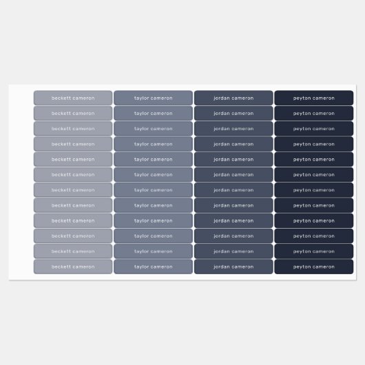 Kinder naam op grijze lijm labels (Vel)