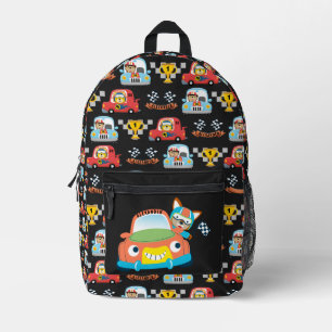 Kinder naam race auto Schattigee jongen vos race a Bedrukte Rugzak