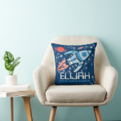 Kinder naam raketverkenner blauw Elijah kussen (Stoel)