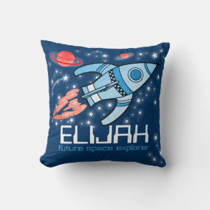 Kinder naam raketverkenner blauw Elijah kussen