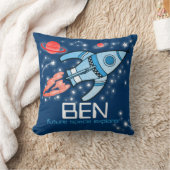 Kinder naam raketverkenner blauwe kussen (Deken)