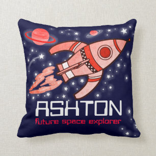 Kinder naam raketverkenner navy red kussen