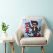 Kinder naam rockstar guitar boy blauwe kussen (Stoel)