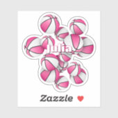 kinder naam roze witte basketballen sticker (Vel)