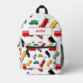 Kinder naam rugzak auto race terug naar school (Voorkant)