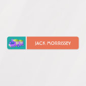 Kinder naam van Cute Colorful Trains Labels (Design 2)