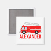 Kinder naam van Fire Truck Magneet (Voorkant / Achterkant)