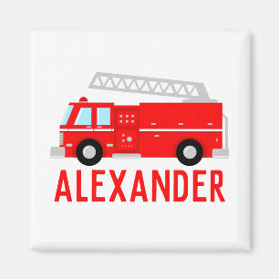 Kinder naam van Fire Truck Magneet