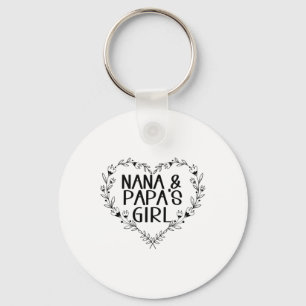 Kinder Nana & Papas Meisje Bloemen Hart aan op Sleutelhanger