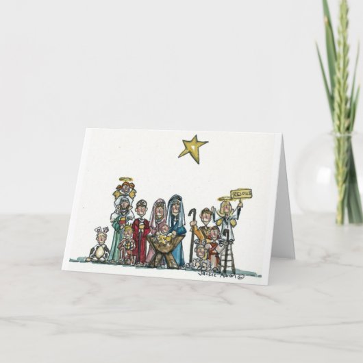kinder nativityscène feestdagen kaart (Voorkant)
