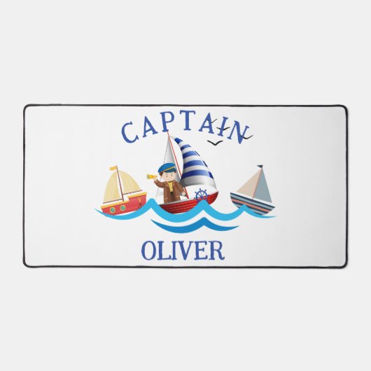 Kinder nautische bootkapitein gepersonaliseerd bureaumat (Voorkant)
