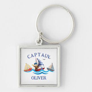 Kinder nautische bootkapitein gepersonaliseerd sleutelhanger