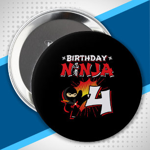 Kinder Ninja Birthday Party Gift - 4 jaar oud Ronde Button 4,0 Cm