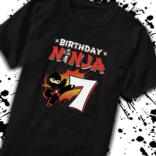 Kinder Ninja Birthday Party Gift - 7 jaar oud T-shirt