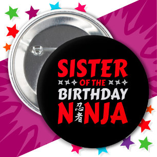 Kinder Ninja Party Karate Zus van Verjaardag Ninja Ronde Button 5,7 Cm