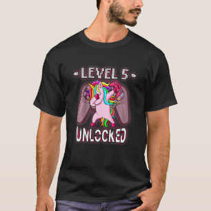 Kinder Niveau 5 Ontgrendeld Dabbing Roze Eenhoorn T-shirt