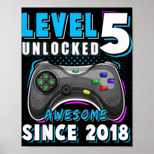 Kinder niveau 5 Onvergrendelde videogame op 5 okto Poster