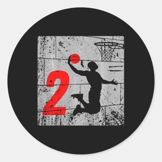 Kinder Noodlijdende 2 Jaar Oud 2e Basketbal Verjaa Ronde Sticker (Voorkant)