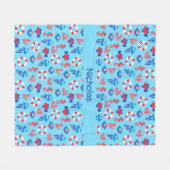 Kinder Ocean Elements Pattern Gepersonaliseerd Fleece Deken (Voorkant (Horizontaal))