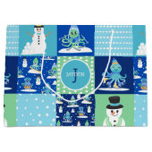 Kinder Octopus Wintersport Patchwork gepersonalise Groot Cadeauzakje (Voorkant)