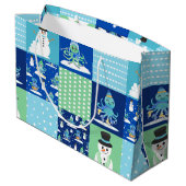 Kinder Octopus Wintersport Patchwork gepersonalise Groot Cadeauzakje (Achterkant Gekanteld)