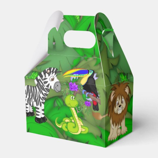 Kinder Oerwoud Dieren Verjaardagsfeestje Favor Box Bedankdoosjes (Voorkant Zijde)