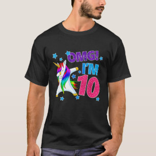 Kinder OMG! Ik ben 10-jarig meisje Dabbing Unicorn T-shirt